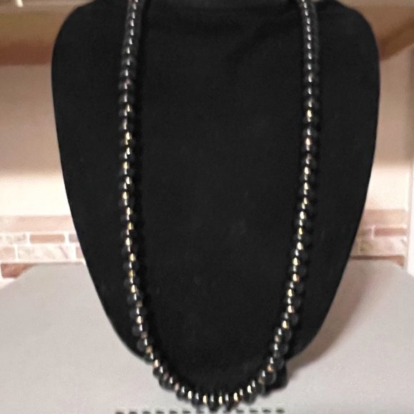 Vintage Napier Black Disc Gold Tone Ball Beaded Necklace - Picture 1 of 4